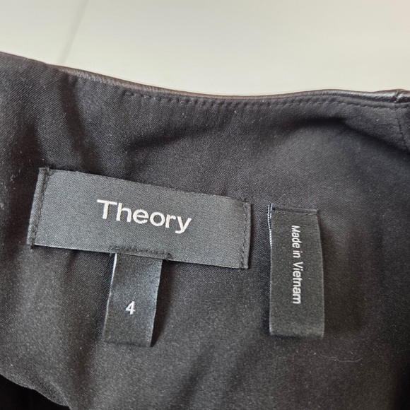 THEORY Bedford Mod Vegan Leather Sleeveless Shift Dress Black Women's Sz 4 6513 - Picture 5 of 9